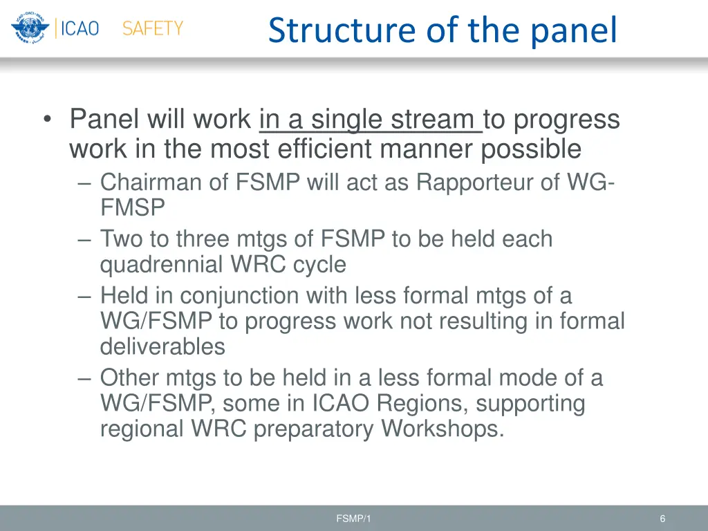 structure of the panel