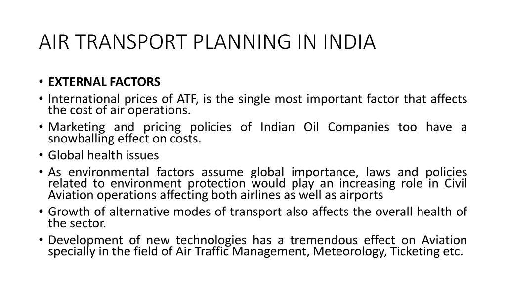 air transport planning in india