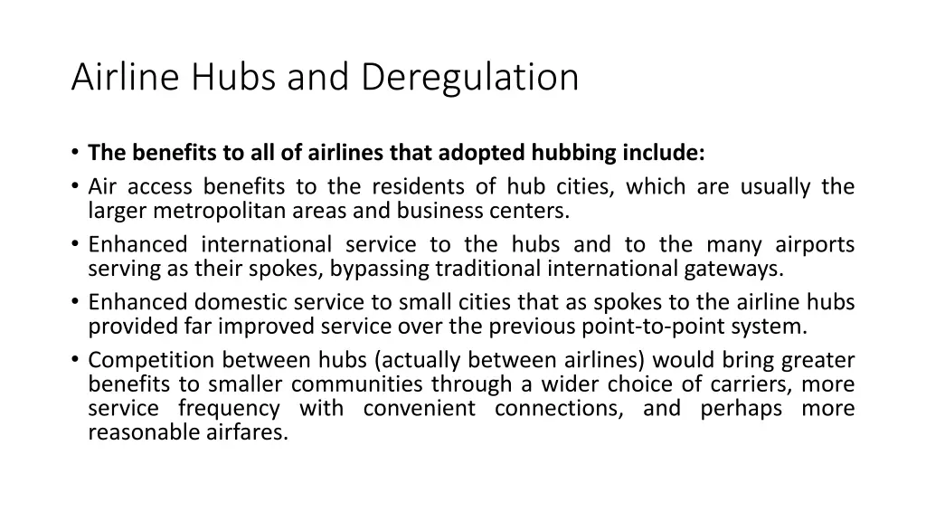 airline hubs and deregulation