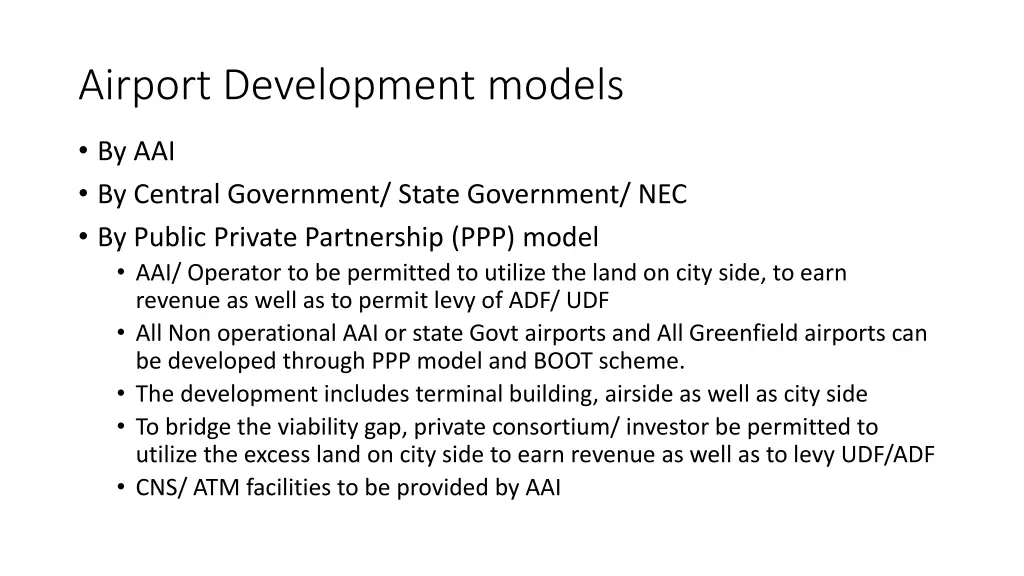 airport development models
