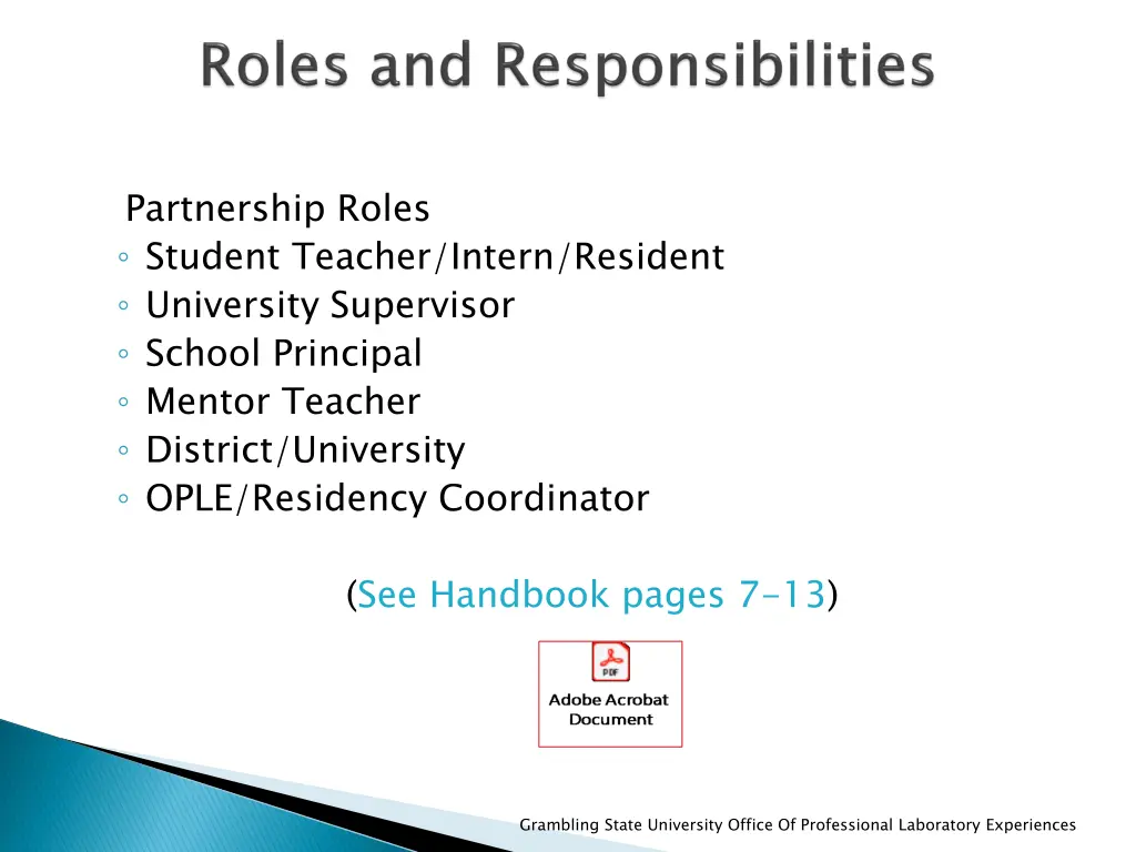 partnership roles student teacher intern resident