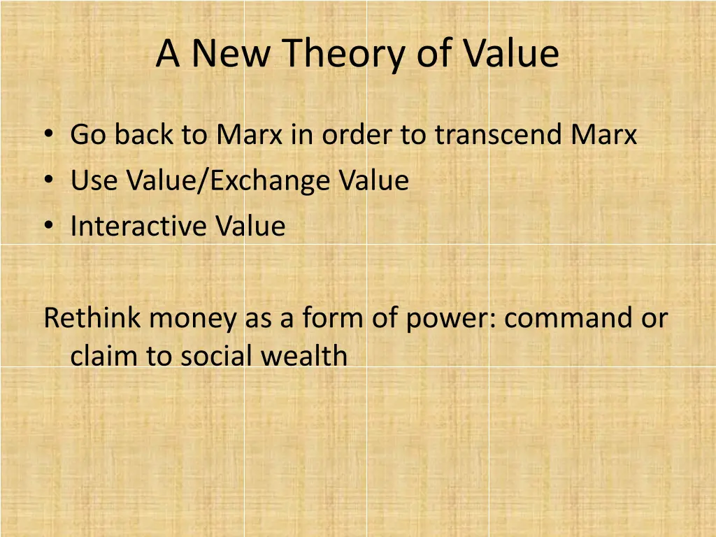 a new theory of value