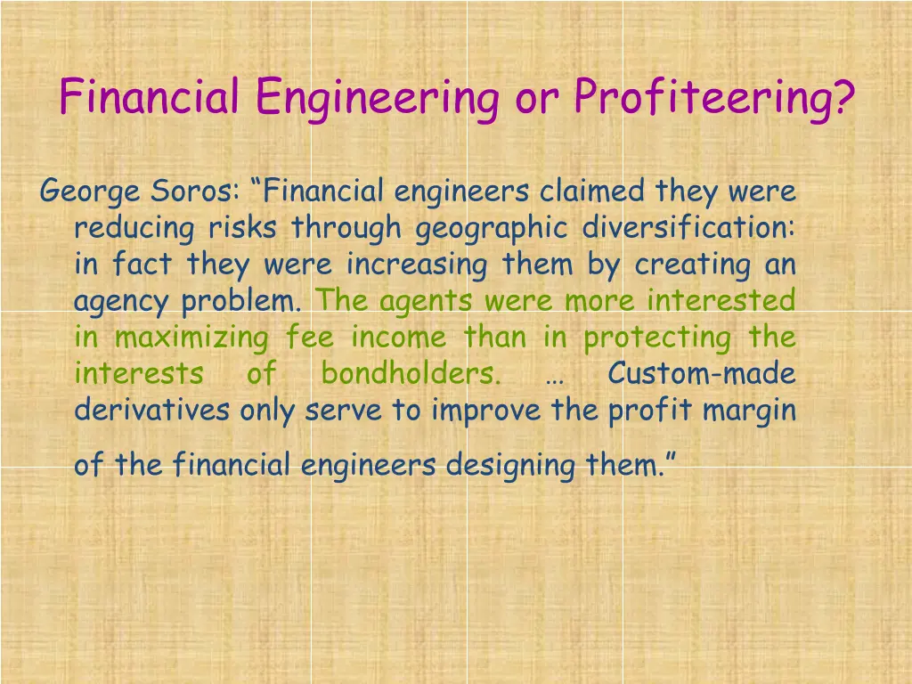 financial engineering or profiteering