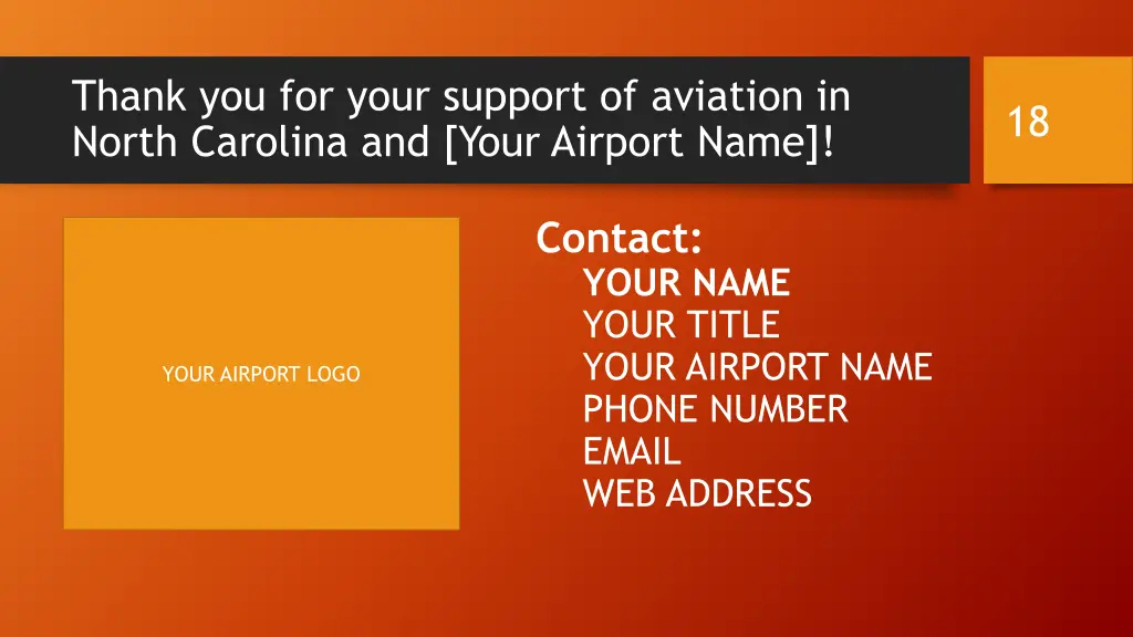 thank you for your support of aviation in north