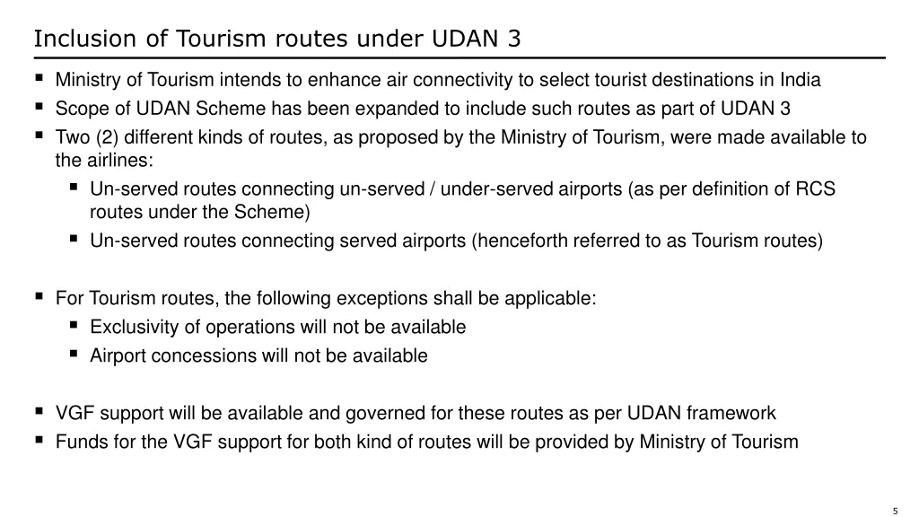 inclusion of tourism routes under udan 3