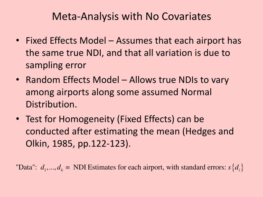 meta analysis with no covariates