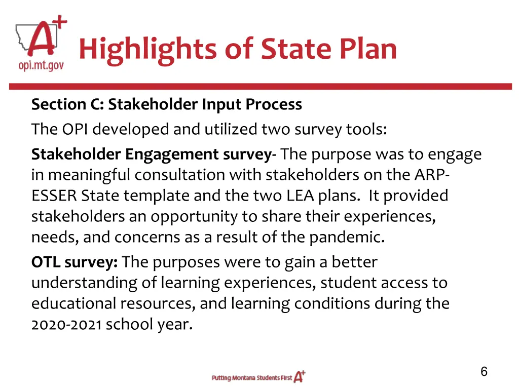 highlights of state plan 2