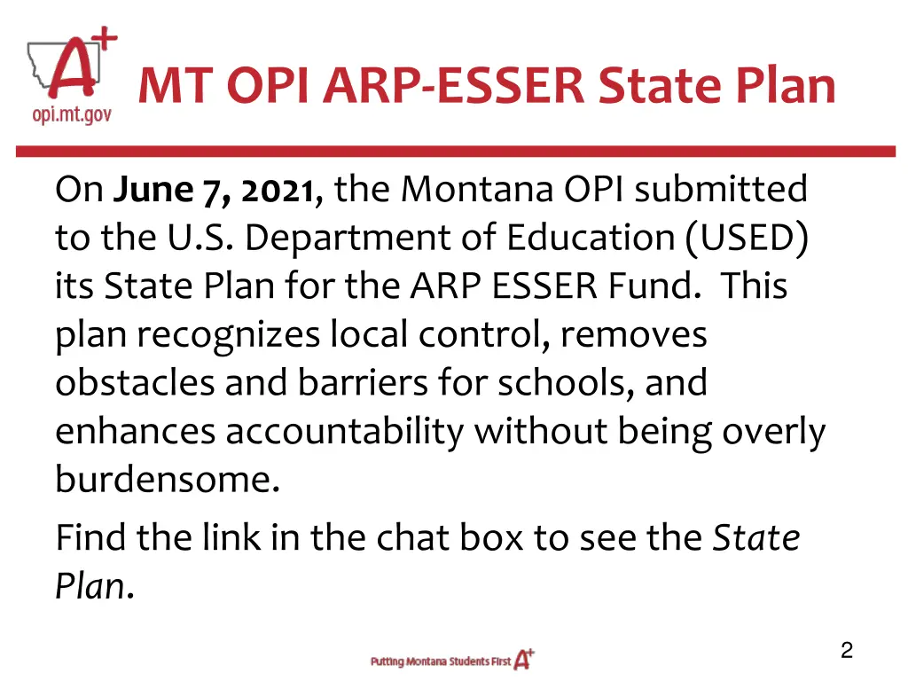 mt opi arp esser state plan