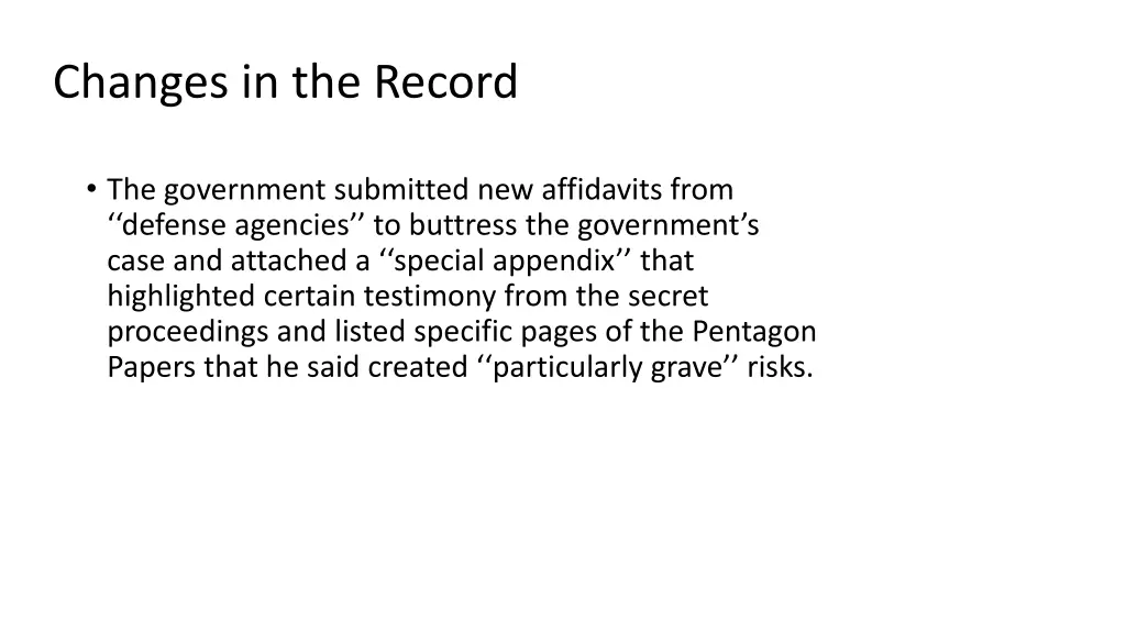 changes in the record