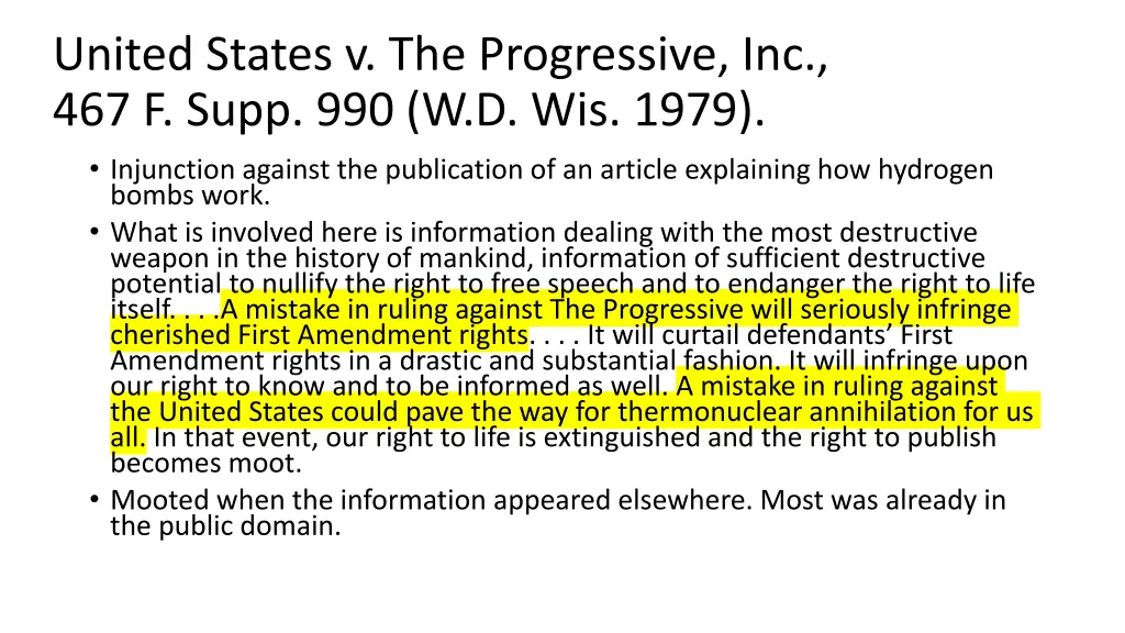 united states v the progressive inc 467 f supp