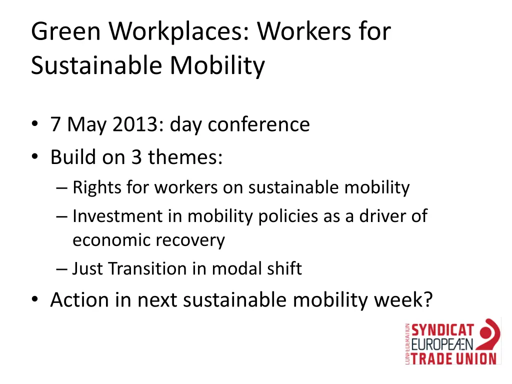 green workplaces workers for sustainable mobility