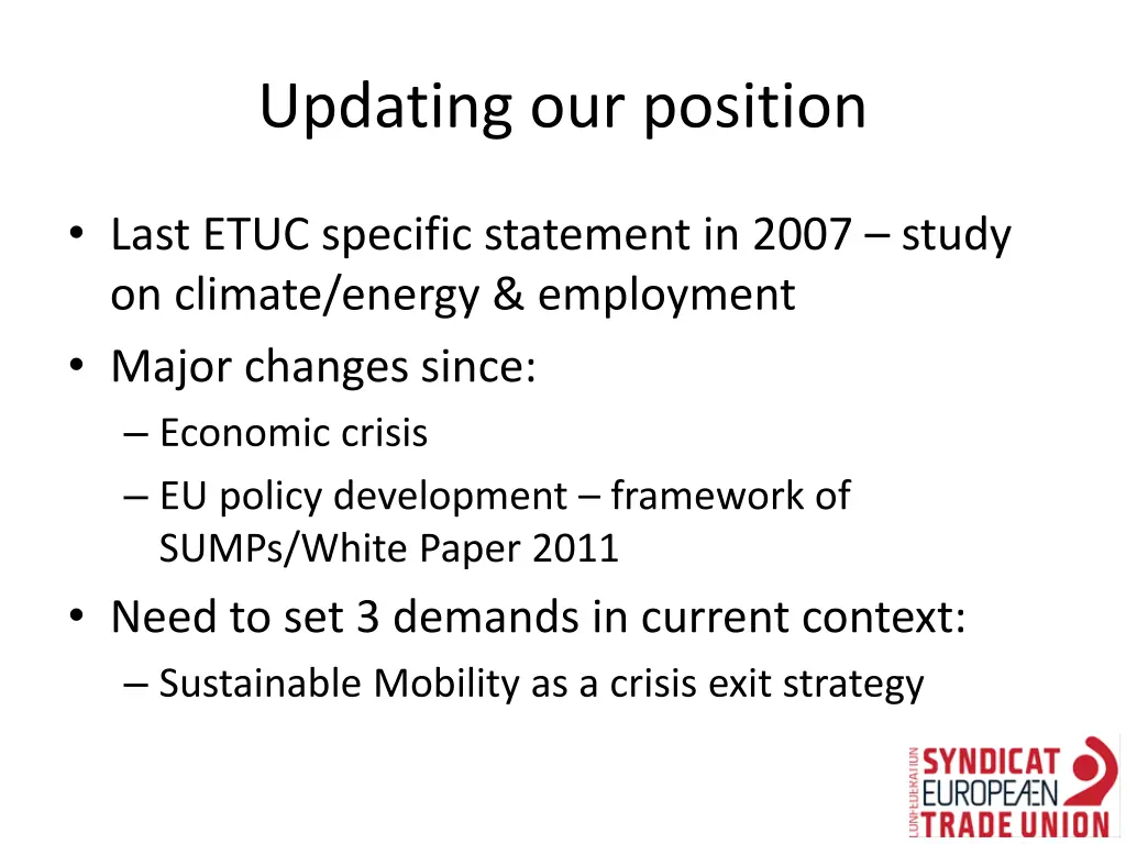 updating our position