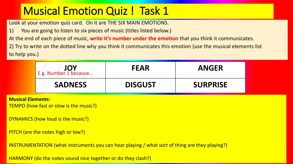 musical emotion quiz task 1 musical emotion quiz