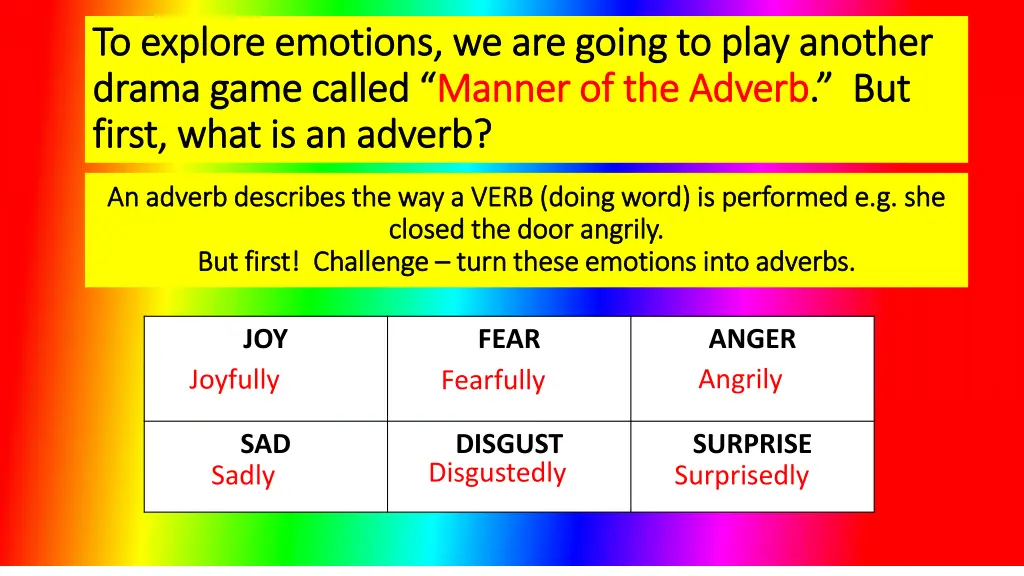 to explore emotions we are going to play another