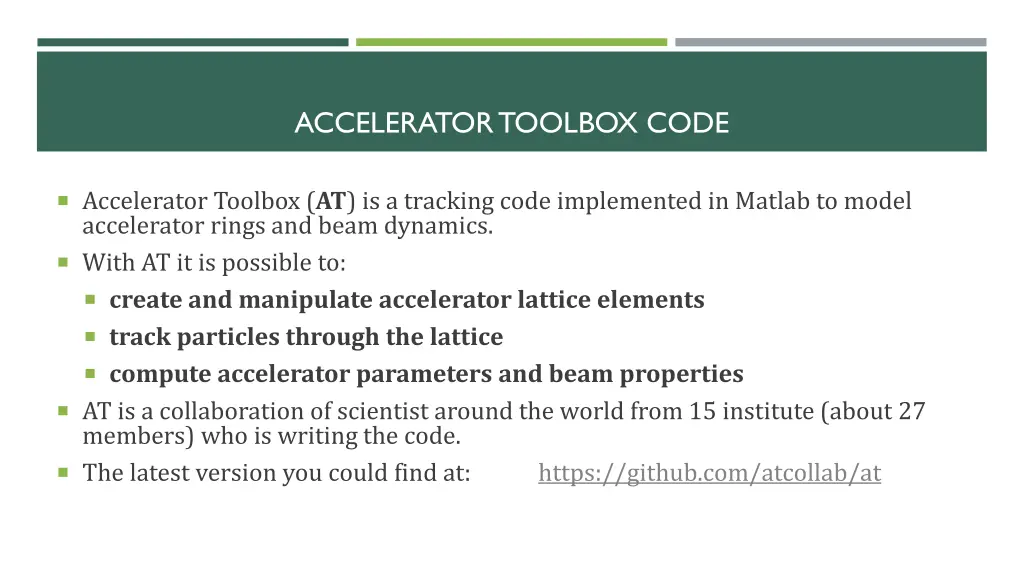 accelerator toolbox code