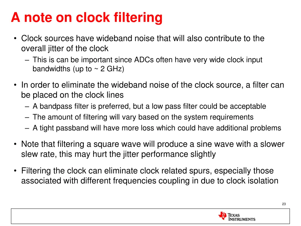 a note on clock filtering