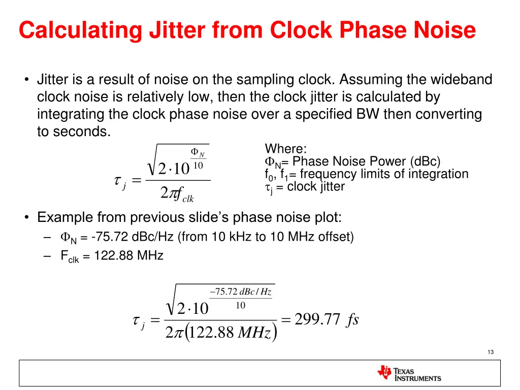 calculating jitter from clock phase noise
