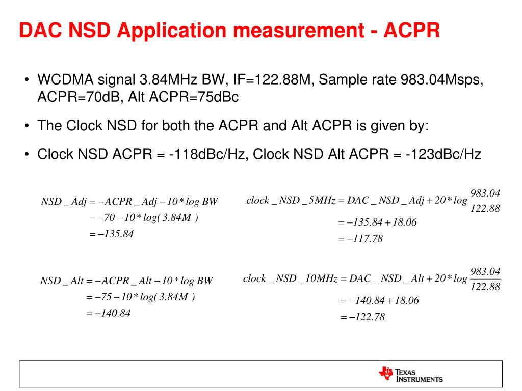 dac nsd application measurement acpr