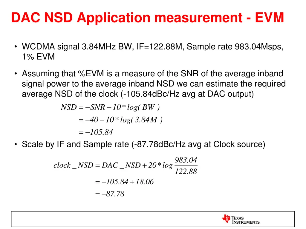 dac nsd application measurement evm