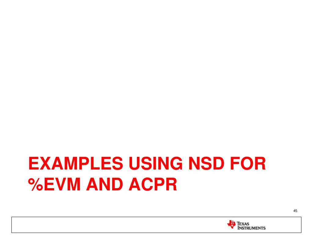 examples using nsd for evm and acpr