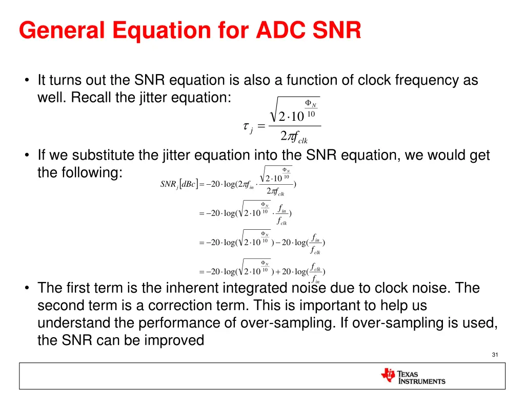 general equation for adc snr