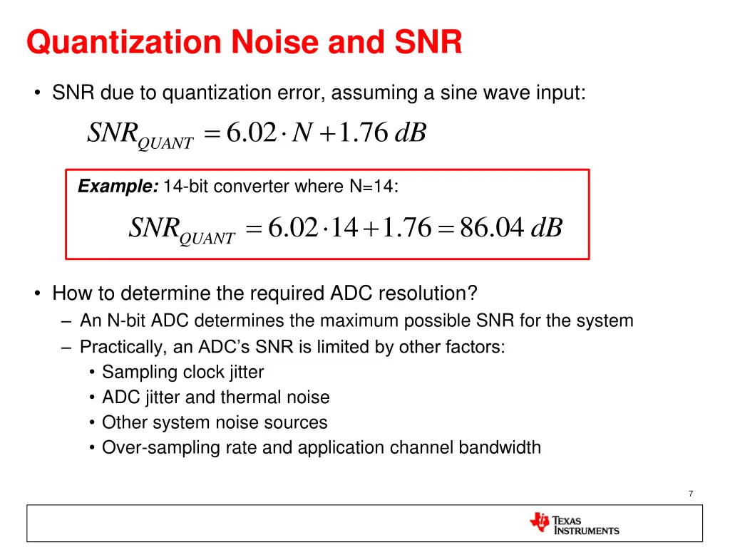 quantization noise and snr