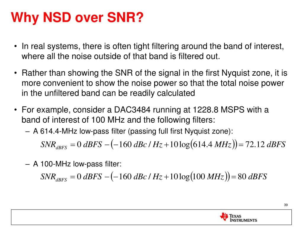 why nsd over snr