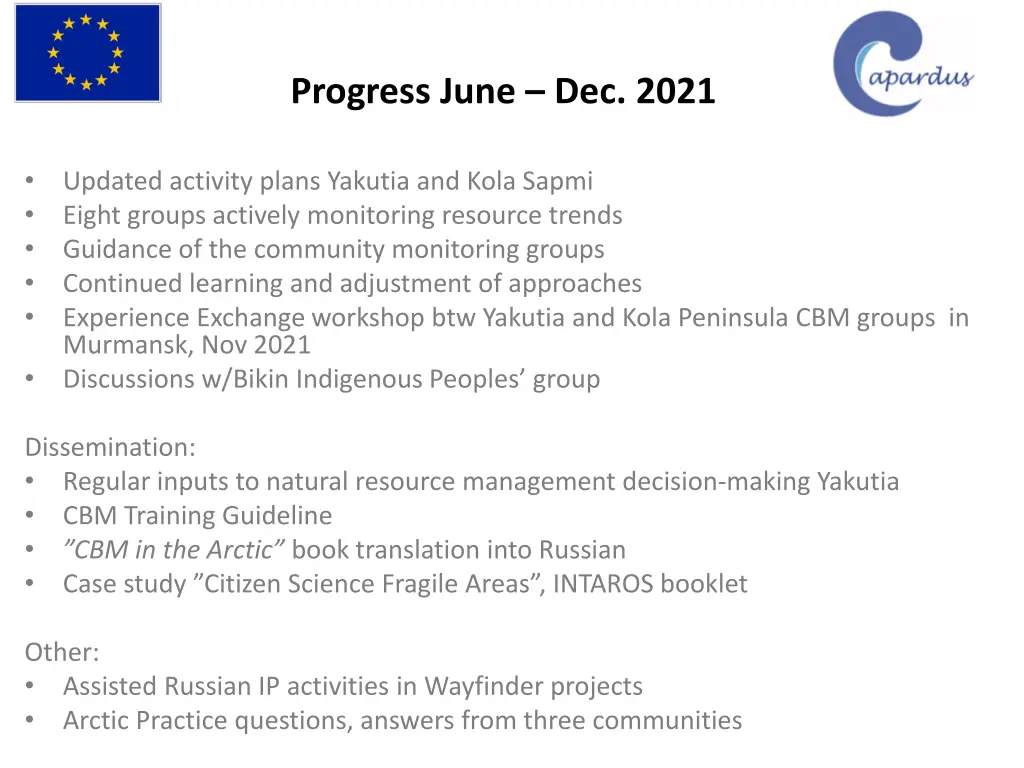 progress june dec 2021