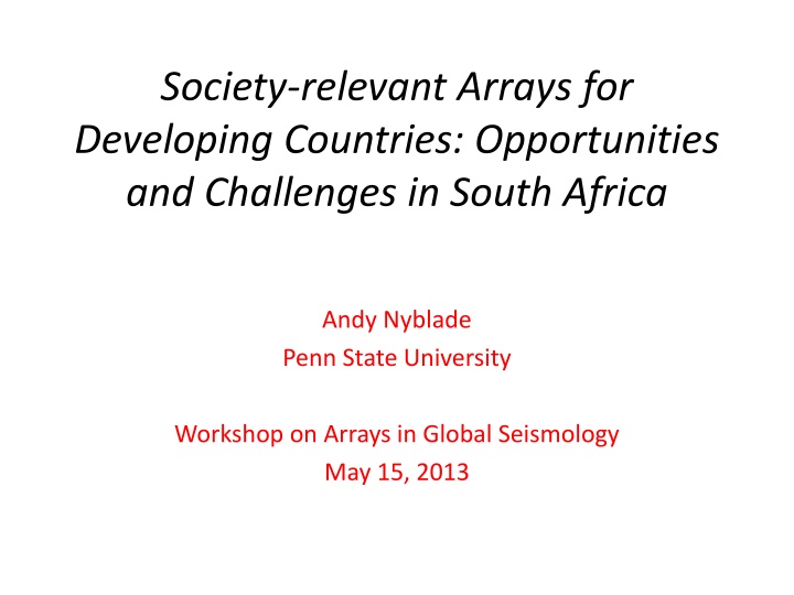 society relevant arrays for developing countries
