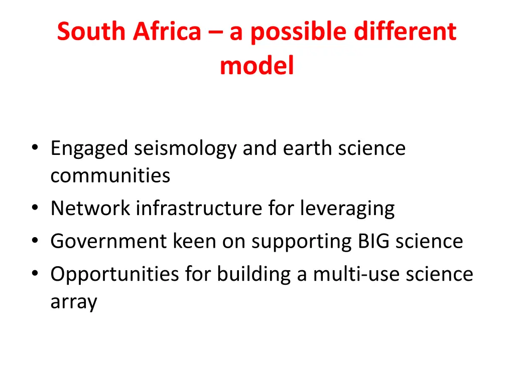 south africa a possible different model