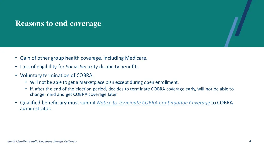 reasons to end coverage