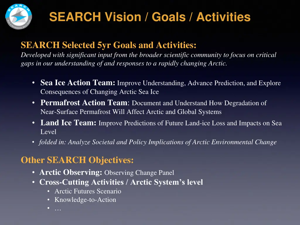 search vision goals activities 1