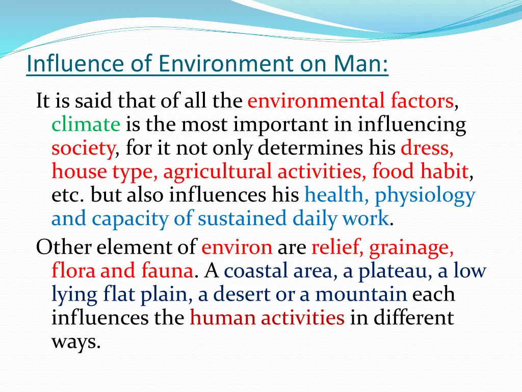 influence of environment on man