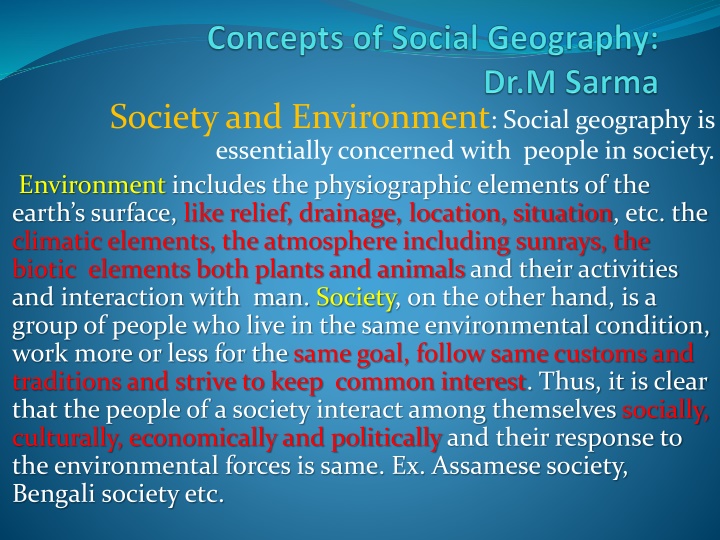 society and environment social geography