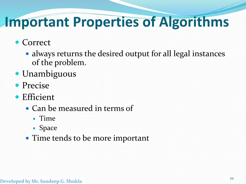 important properties of algorithms