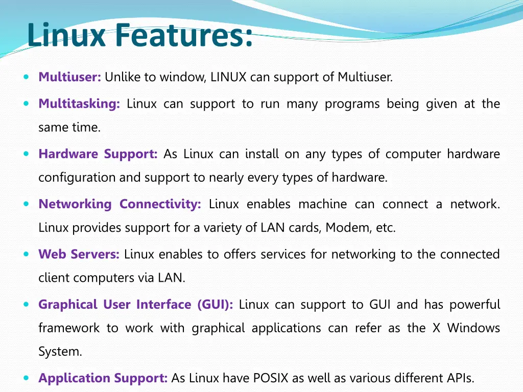 linux features