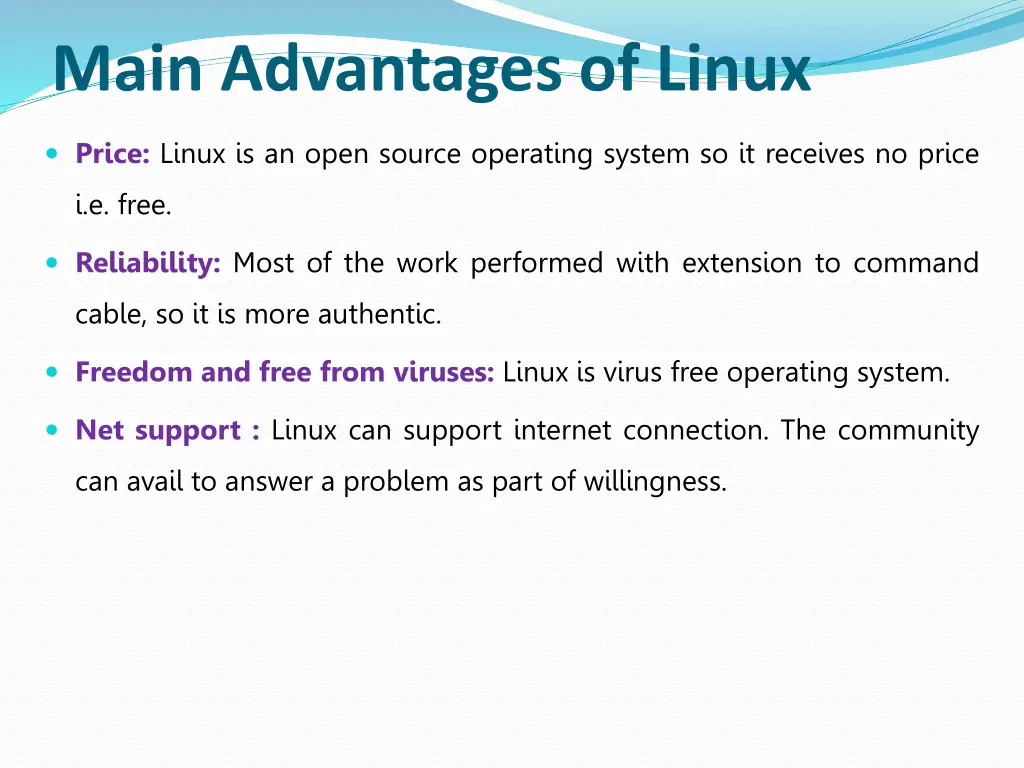 main advantages of linux