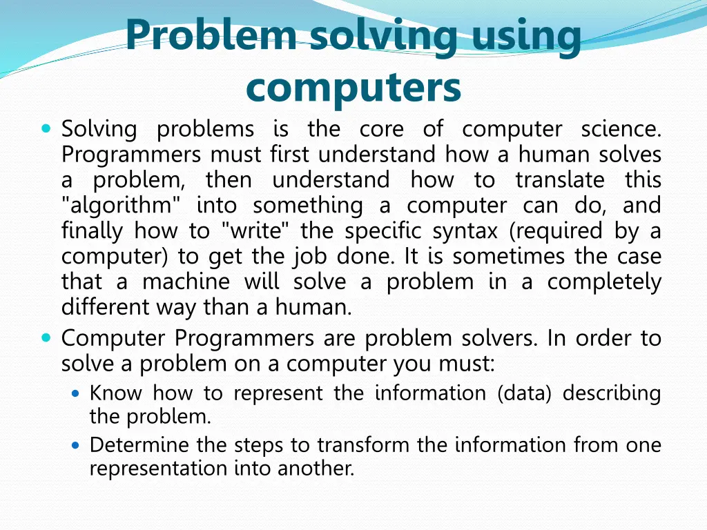 problem solving using computers solving problems