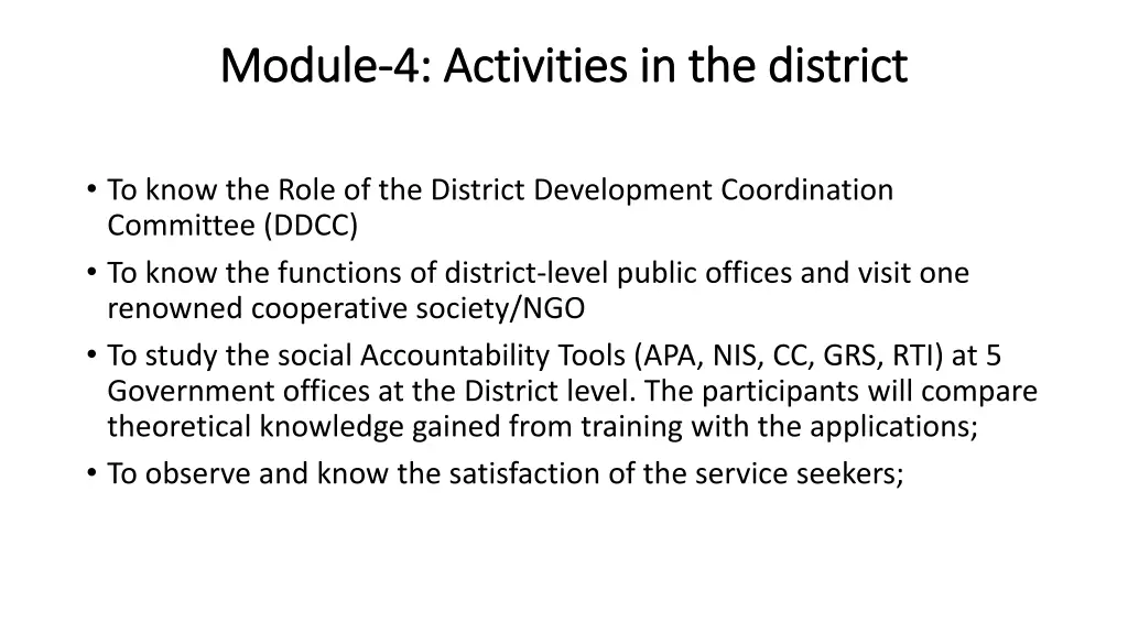 module module 4 activities in the district