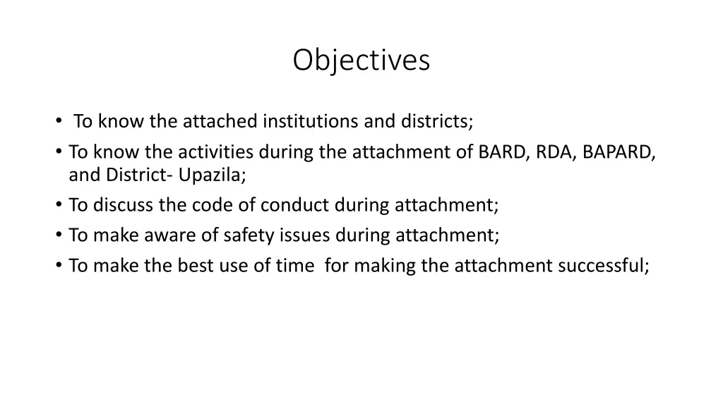objectives
