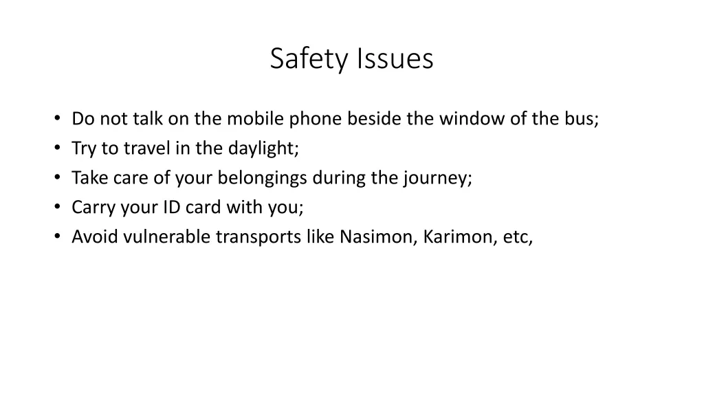 safety issues