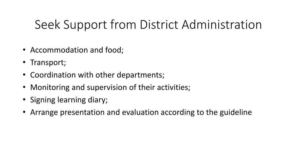 seek support from district administration