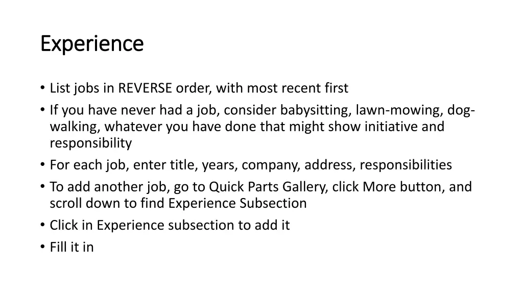 experience experience