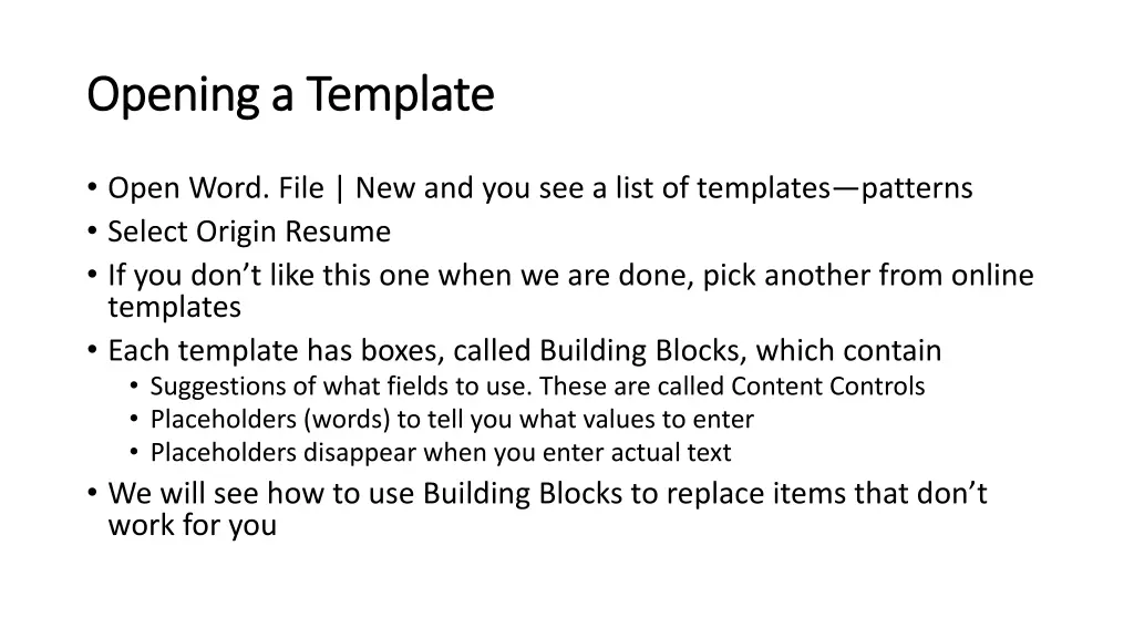 opening a template opening a template