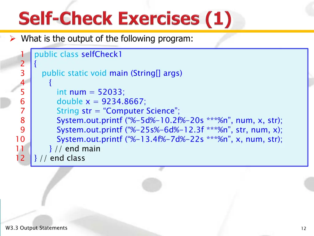 what is the output of the following program