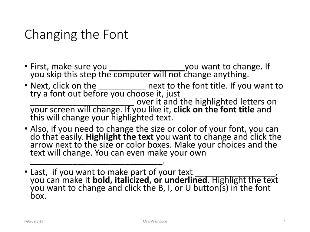 changing the font