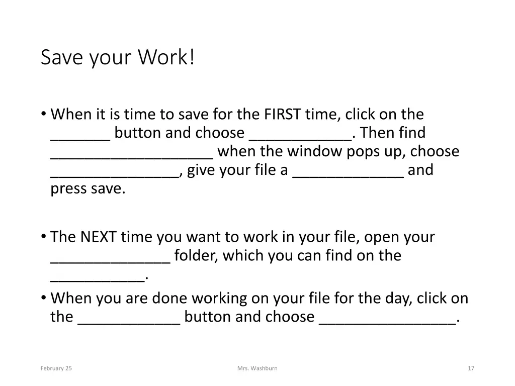 save your work