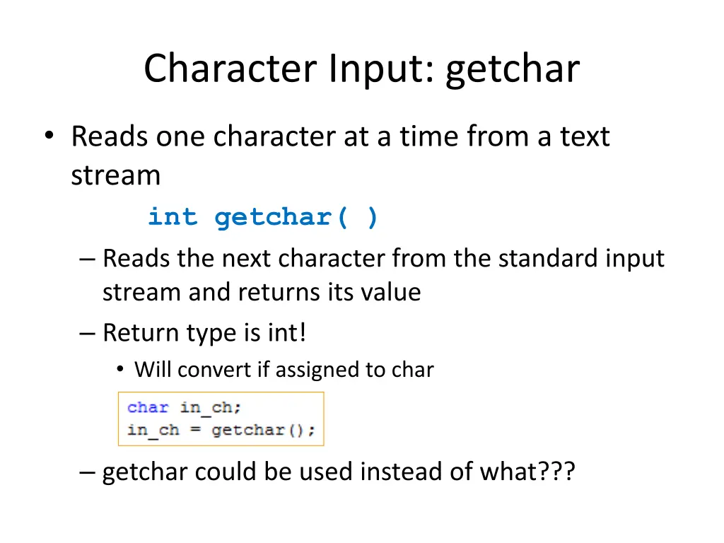 character input getchar