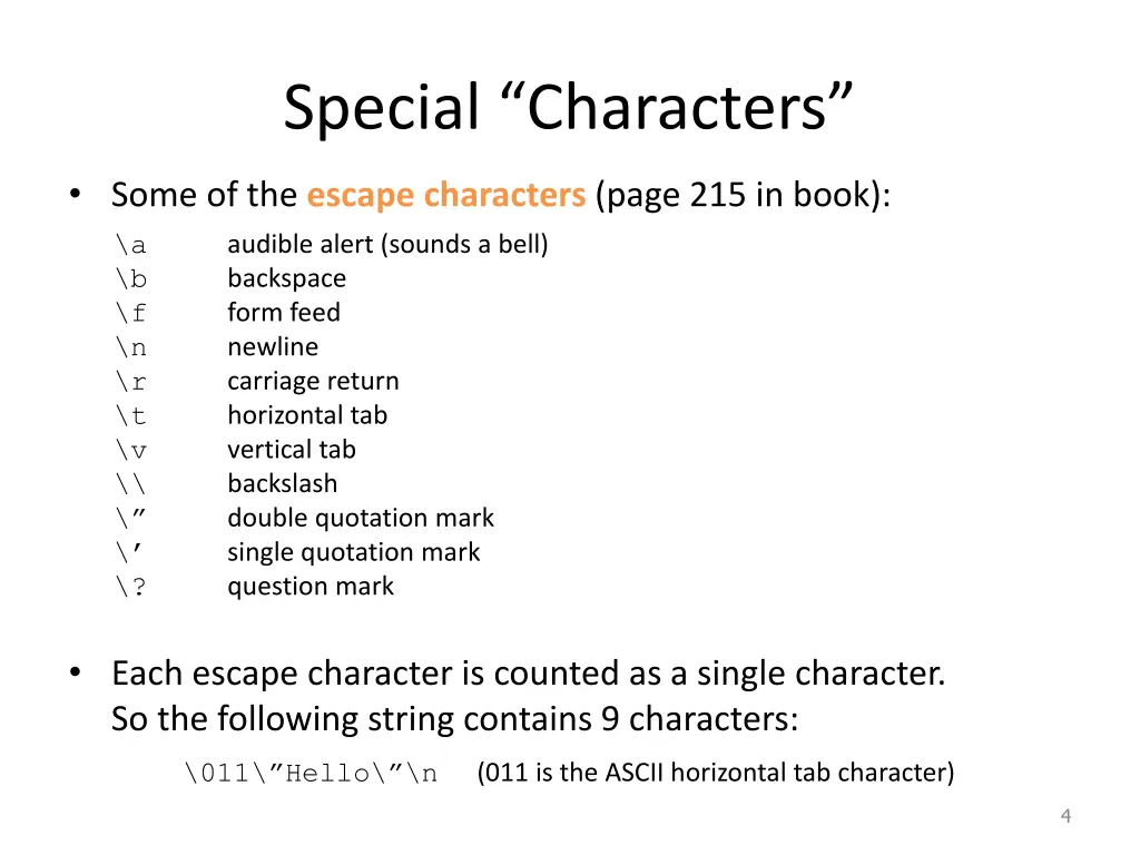 special characters