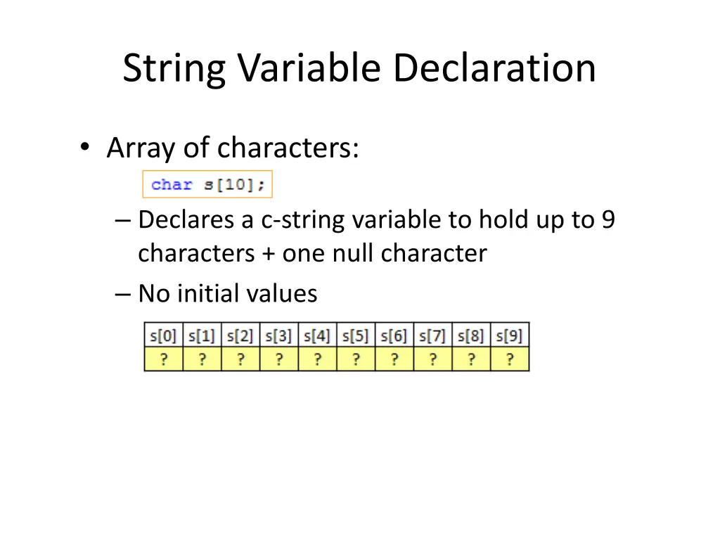string variable declaration